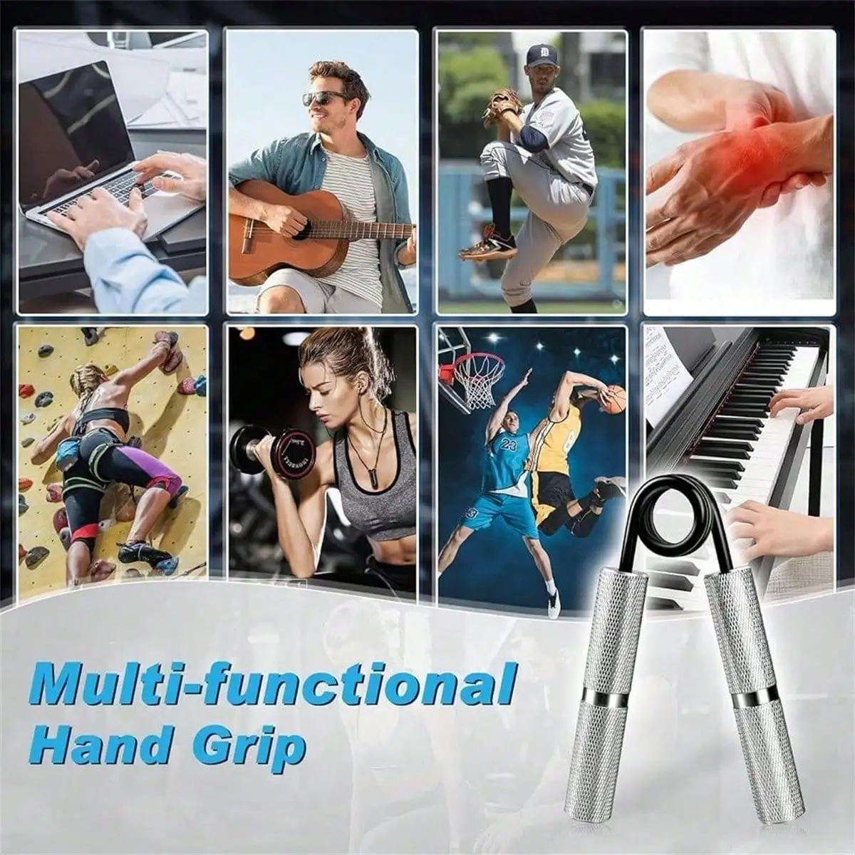 Metal Hand Grip Strengthener – Anti-Slip Forearm Gripper - in use