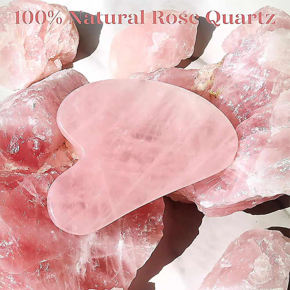 Rose Quartz Gua Sha Board – Heart-Shaped Facial Scraping Tool - in use