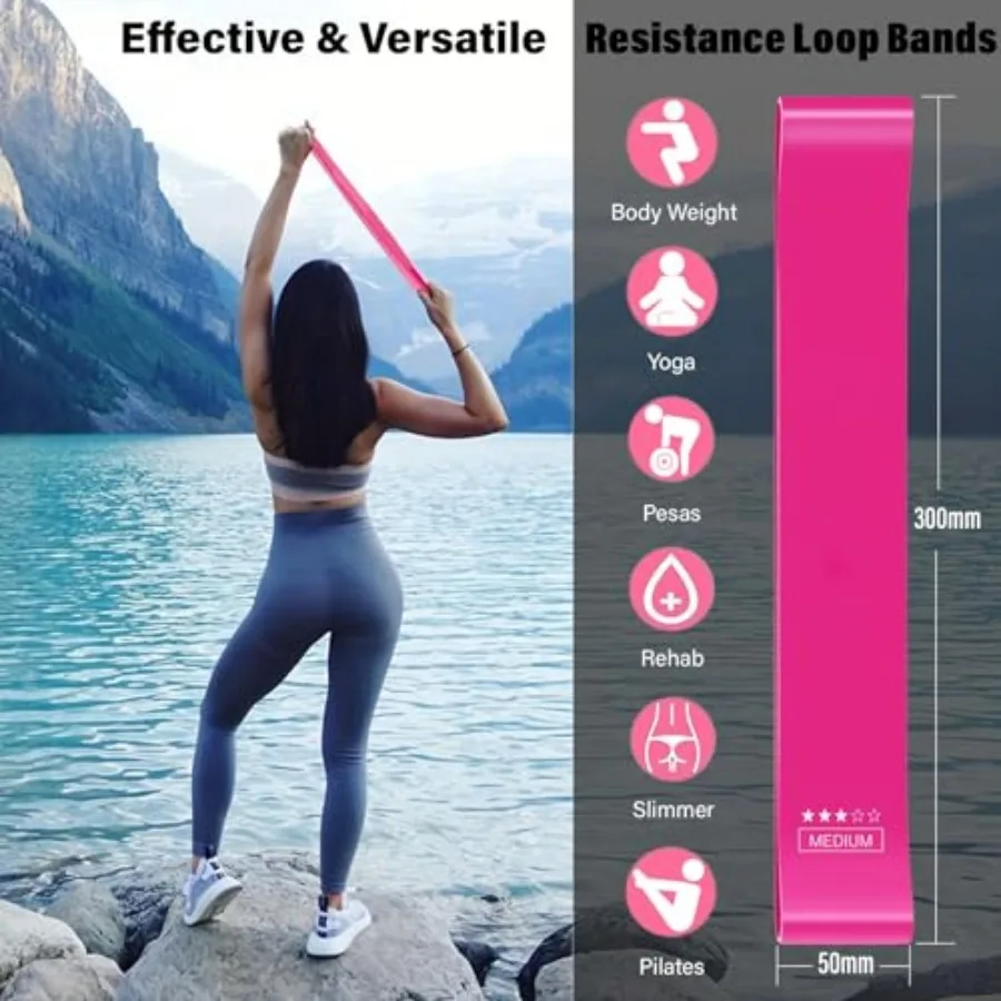 Resistance Bands Set of 5 – Multi-Level Exercise Bands for Full-Body Training - color options