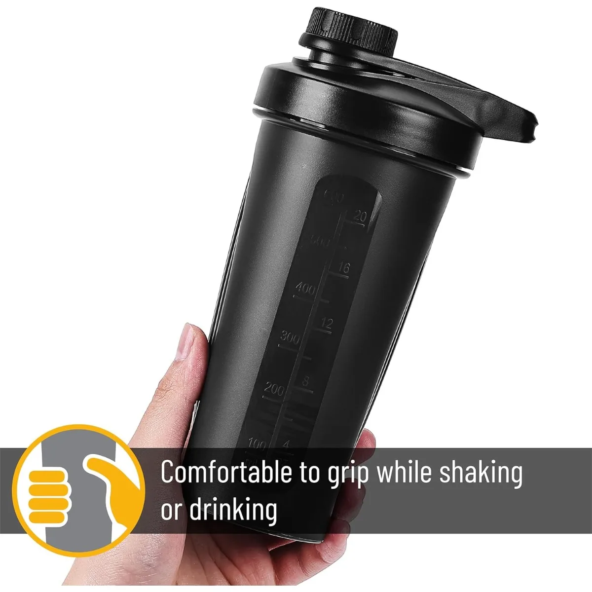 600ml 20oz BPA Free Protein Shaker Cup Portable Fitness with Blender - size and dimensions