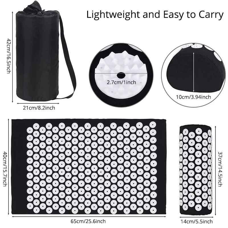 Acupressure Mat & Pillow Set – Back and Neck Massage Mat - size and dimensions