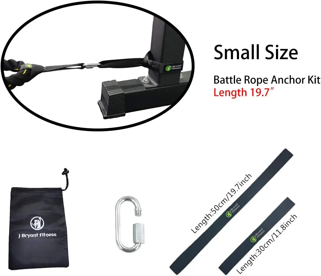 Battle Rope Anchor Strap Kit – 19", 31" & 59" Heavy-Duty Gym Anchors - in use