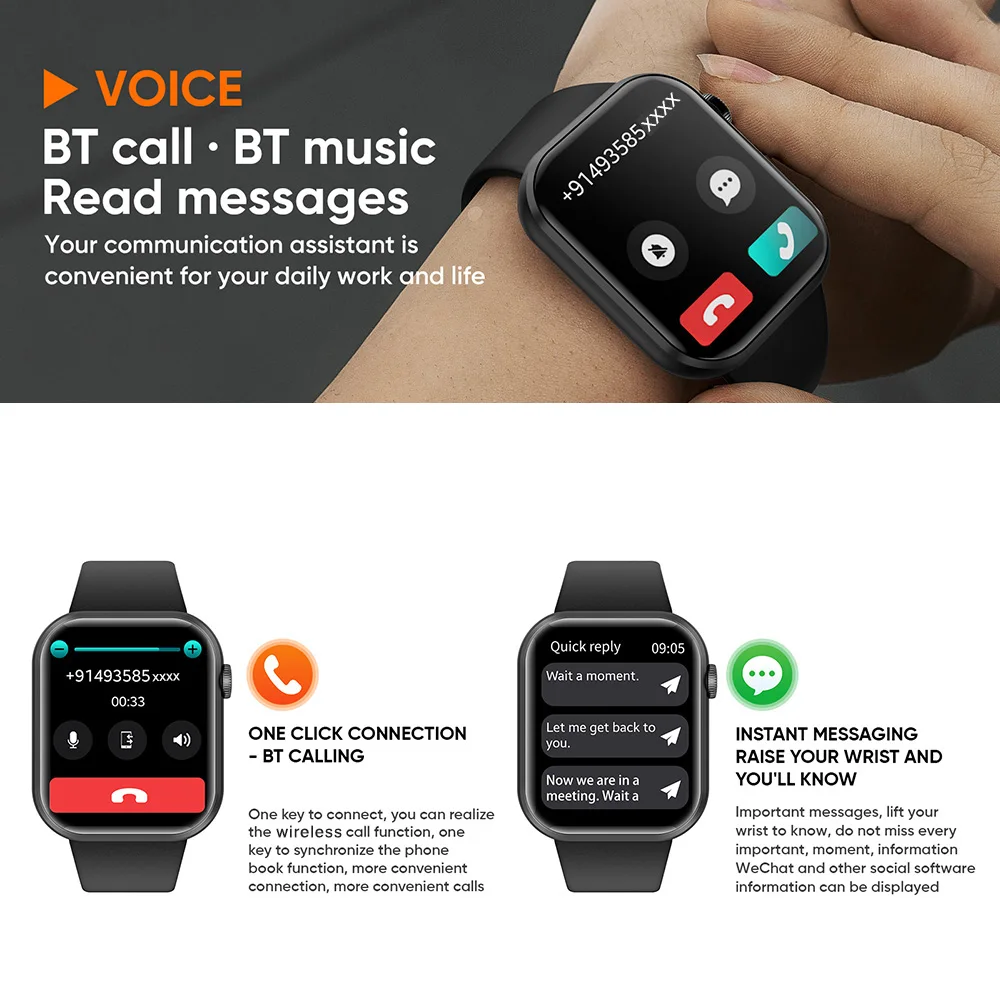 Life3 Square Smart Watch for Women BT Calling Heart Rate Monitor - alternate view