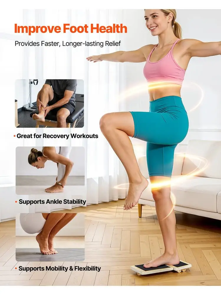 Wooden Wobble Balance Board – Ankle & Foot Strengthening Trainer for Adults - detail view