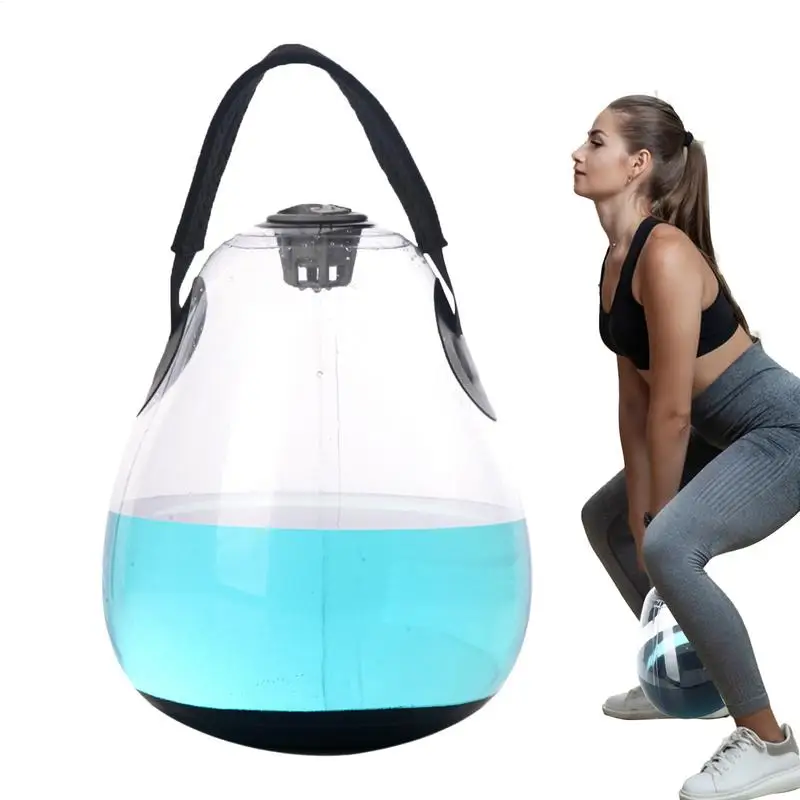 Fitness Inflatable Water Kettlebell Weighted Aqua Ball Workout Lifting Kettle Deep - in use
