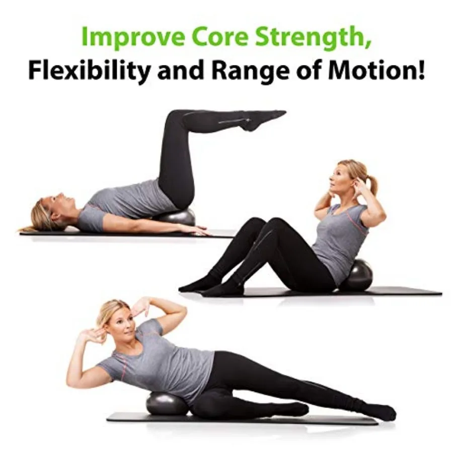 Mini Exercise Ball 9in – Anti-Burst Pilates & Stability Ball, Black - in use