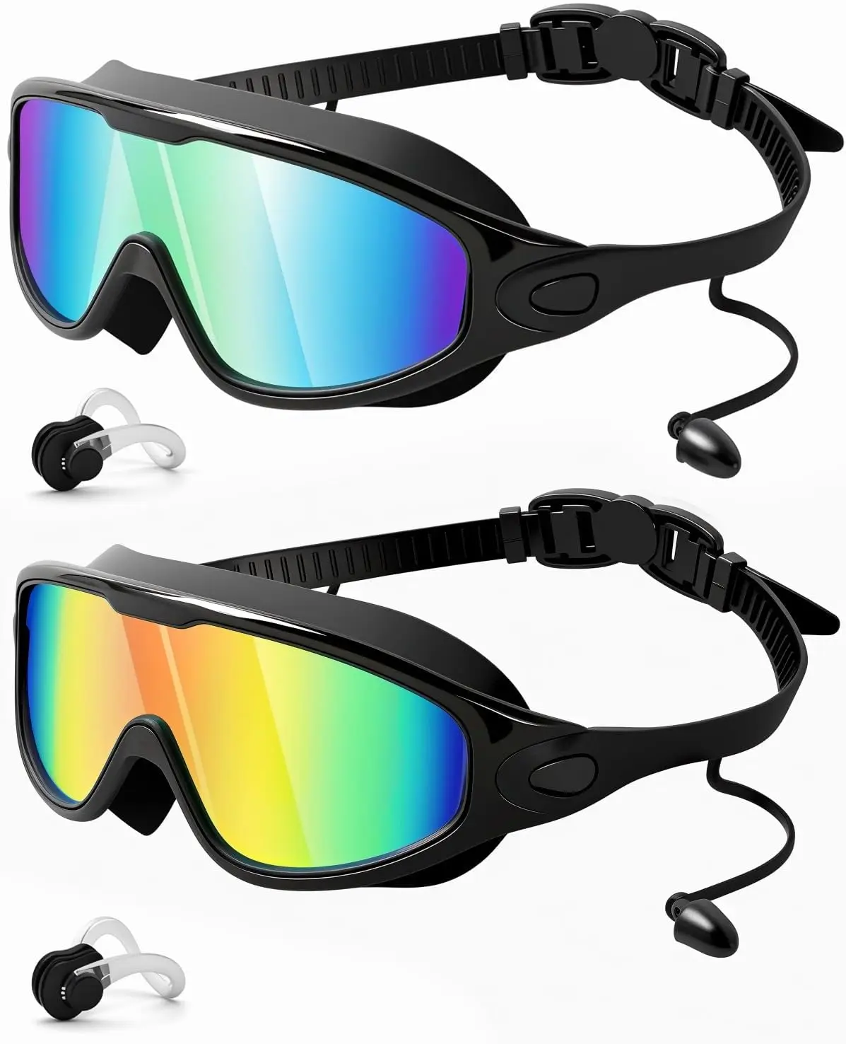 2 Pack Anti Fog Swimming Goggles for Men Women Polarized Clear - texture detail