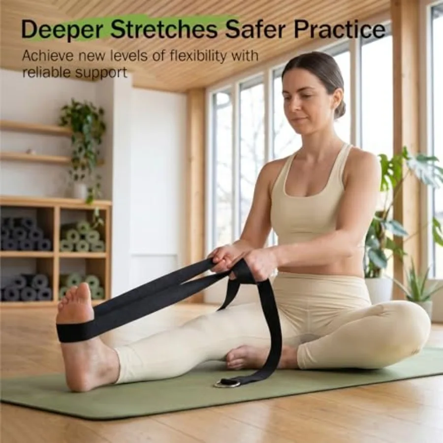 Cotton Yoga Strap – Classic Buckled Stretching Strap - in use