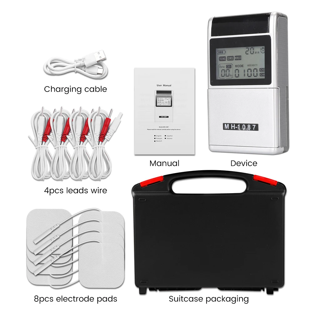 Digital TENS Unit Machine – 4 Channel Electrostimulator, 20 Intensity Levels - view 12
