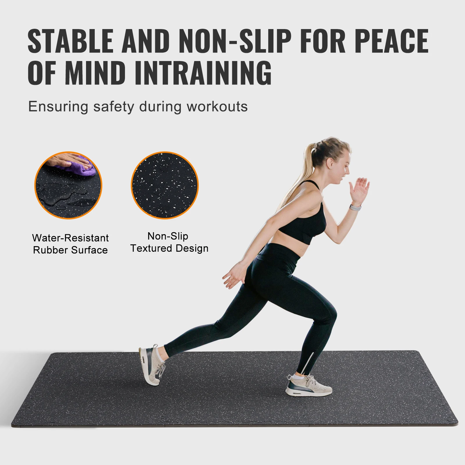 Rubber Top Interlocking Gym Floor Tiles – 25 Puzzle Mats, 0.56in EVA Foam Base - in use