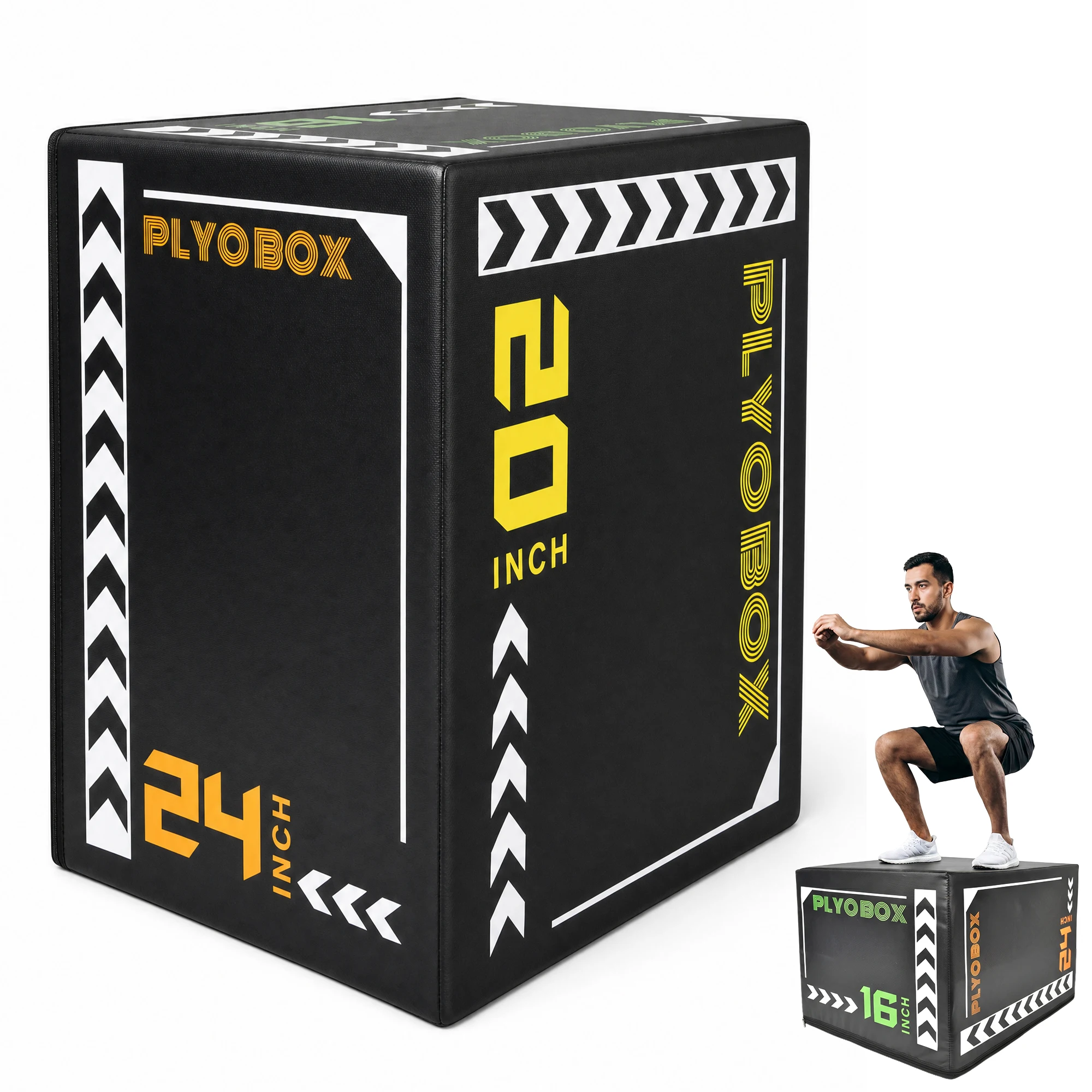 Ye 3-in-1 Foam Plyometric Jump Box 12 14 16 Inch Multi-Height - detail view