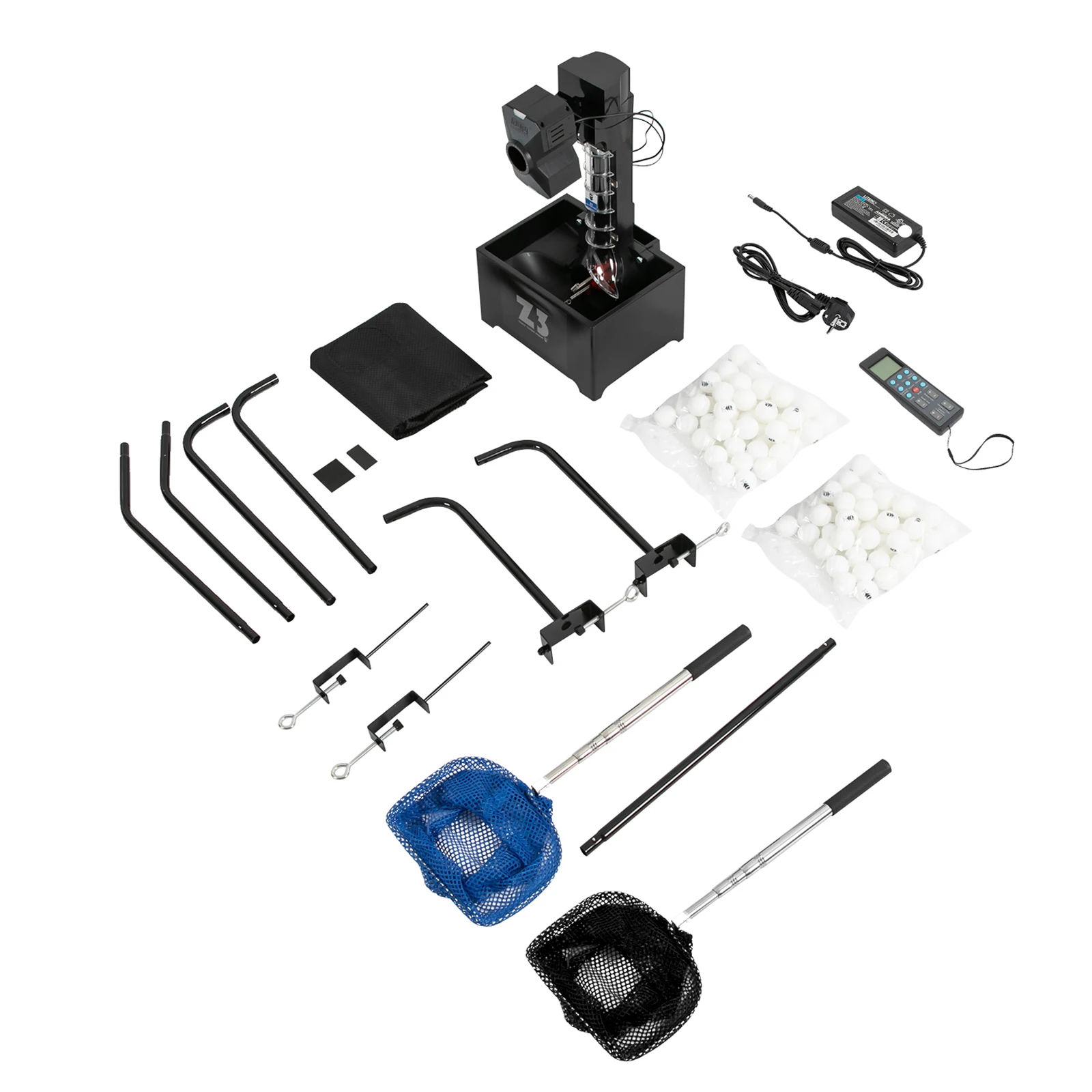 Table Tennis Robot & Ball Machine – 10-Mode Ping Pong Trainer with Net & 100 Balls - side view