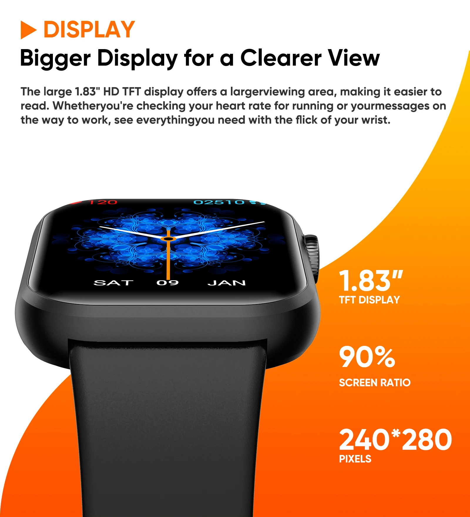 Life3 Square Smart Watch for Women BT Calling Heart Rate Monitor - packaging