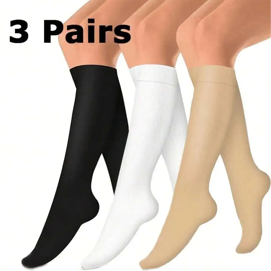 Women's Gradient Compression Socks 3-Pack – Anti-Slip for Running & Flying