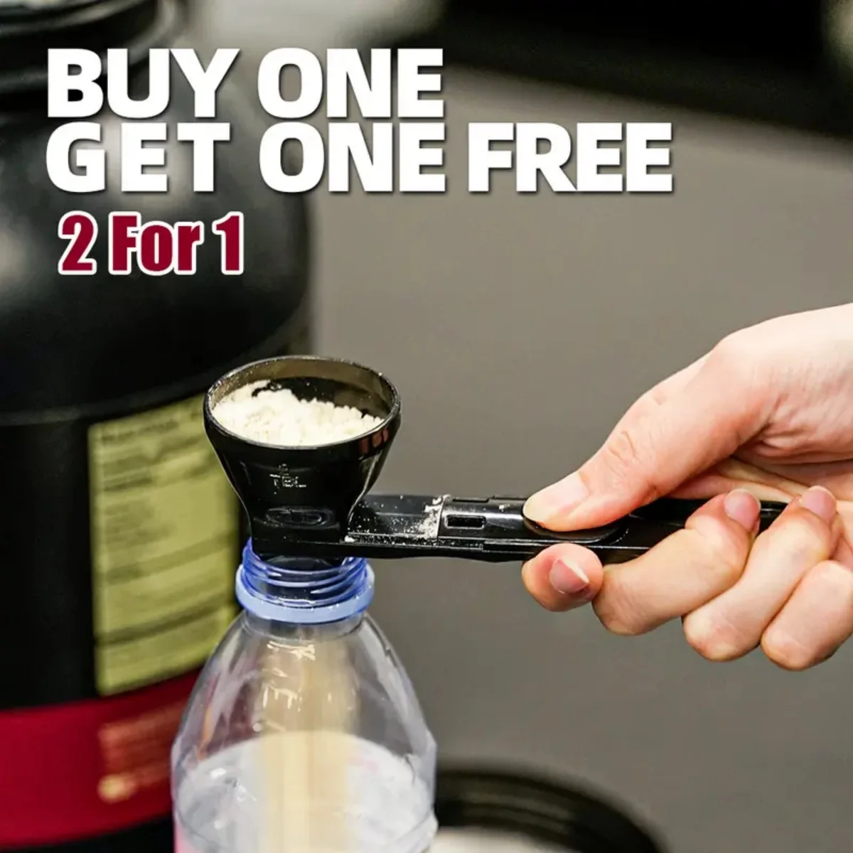 Protein Powder Funnel & Scoop 2-in-1 – Portable Supplement Container - close-up detail
