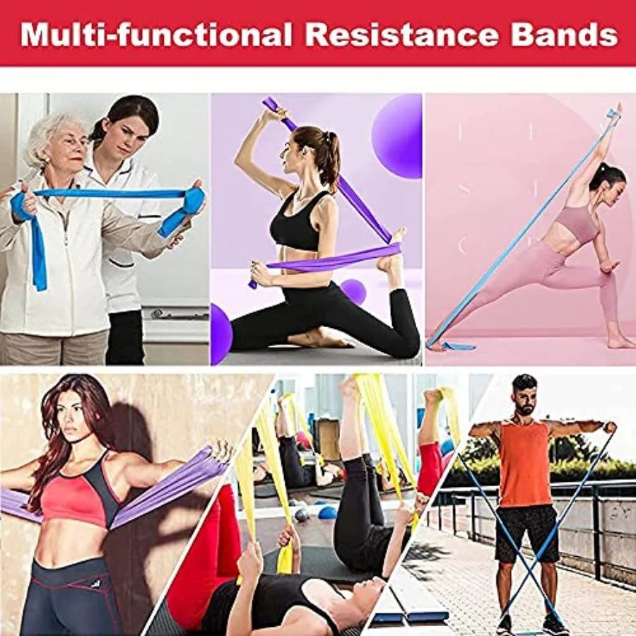 Resistance Band Set – 3 Exercise Bands for Home & Physical Therapy - in use