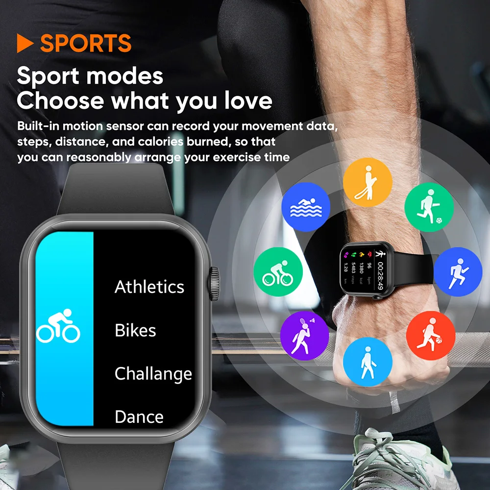 Life3 Square Smart Watch for Women BT Calling Heart Rate Monitor - in use