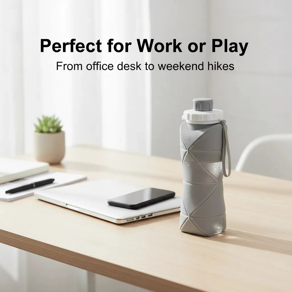 Collapsible Silicone Water Bottle – Foldable Flask for Hiking & Travel - packaging