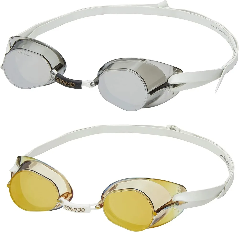 Swedish Style Swim Goggles Regular Mirrored Lenses Low Profile Anti-Fog - color options