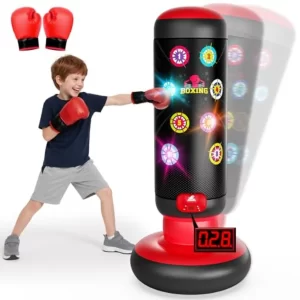 Inflatable Boxing Reflex Trainer – Scoring, Lights & 4 Game Modes with Gloves
