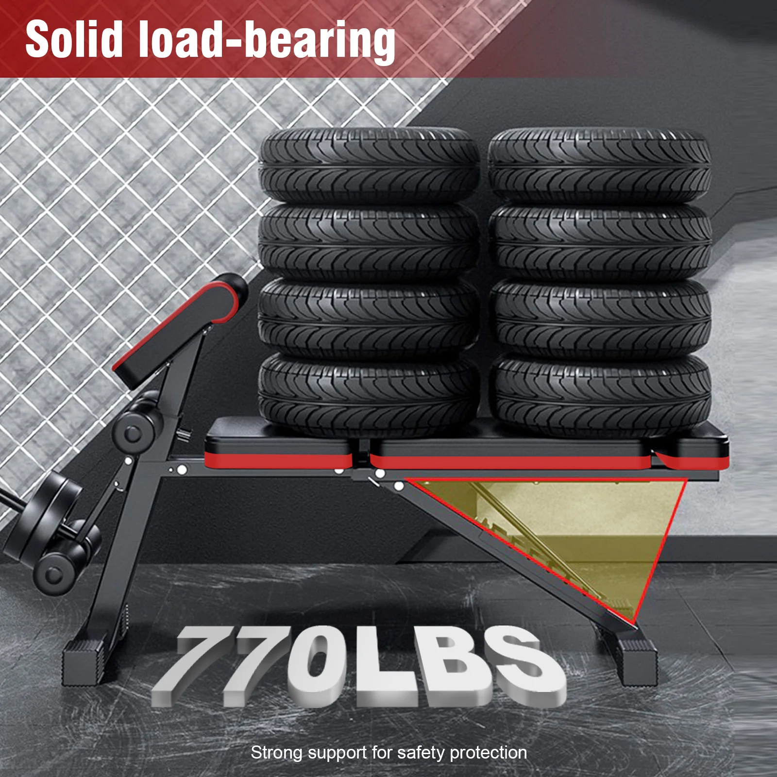 Foldable Adjustable Weight Bench – 7 Incline Levels, Leg Extension & Headrest - size and dimensions