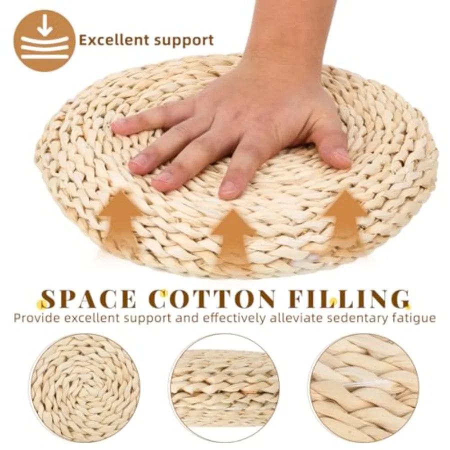 Hand-Woven Straw Meditation Cushion - 6in Round Floor Seat for Zazen - color options