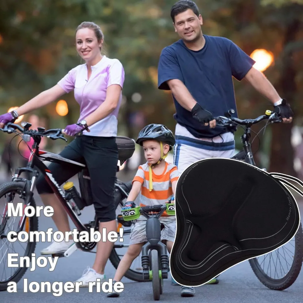 Gel & Memory Foam Bike Seat Cover – Padded Saddle Cushion for Spin Bikes - color options