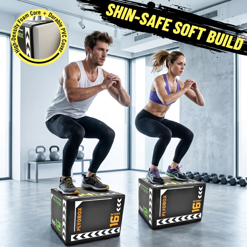 Ye 3-in-1 Foam Plyometric Jump Box 12 14 16 Inch Multi-Height - packaging