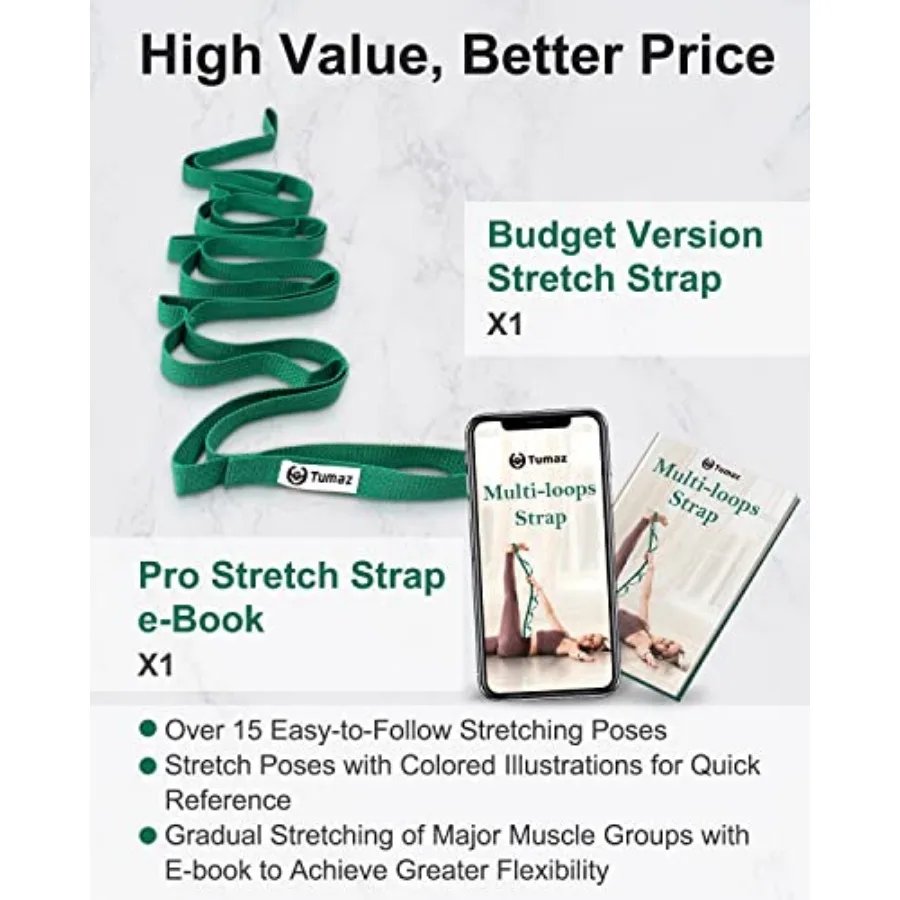 Non-Elastic Stretching Strap – 10-Loop Yoga Flexibility Strap - close-up detail