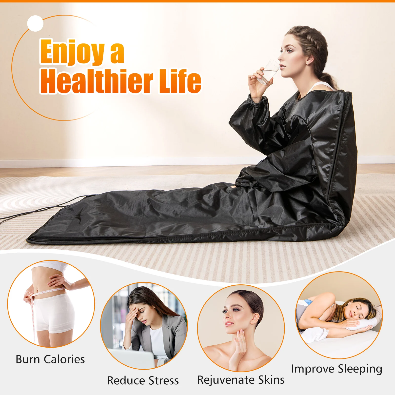 Infrared Sauna Blanket with Sleeves – 90–180°F, 30–90 Min Timer - close-up detail