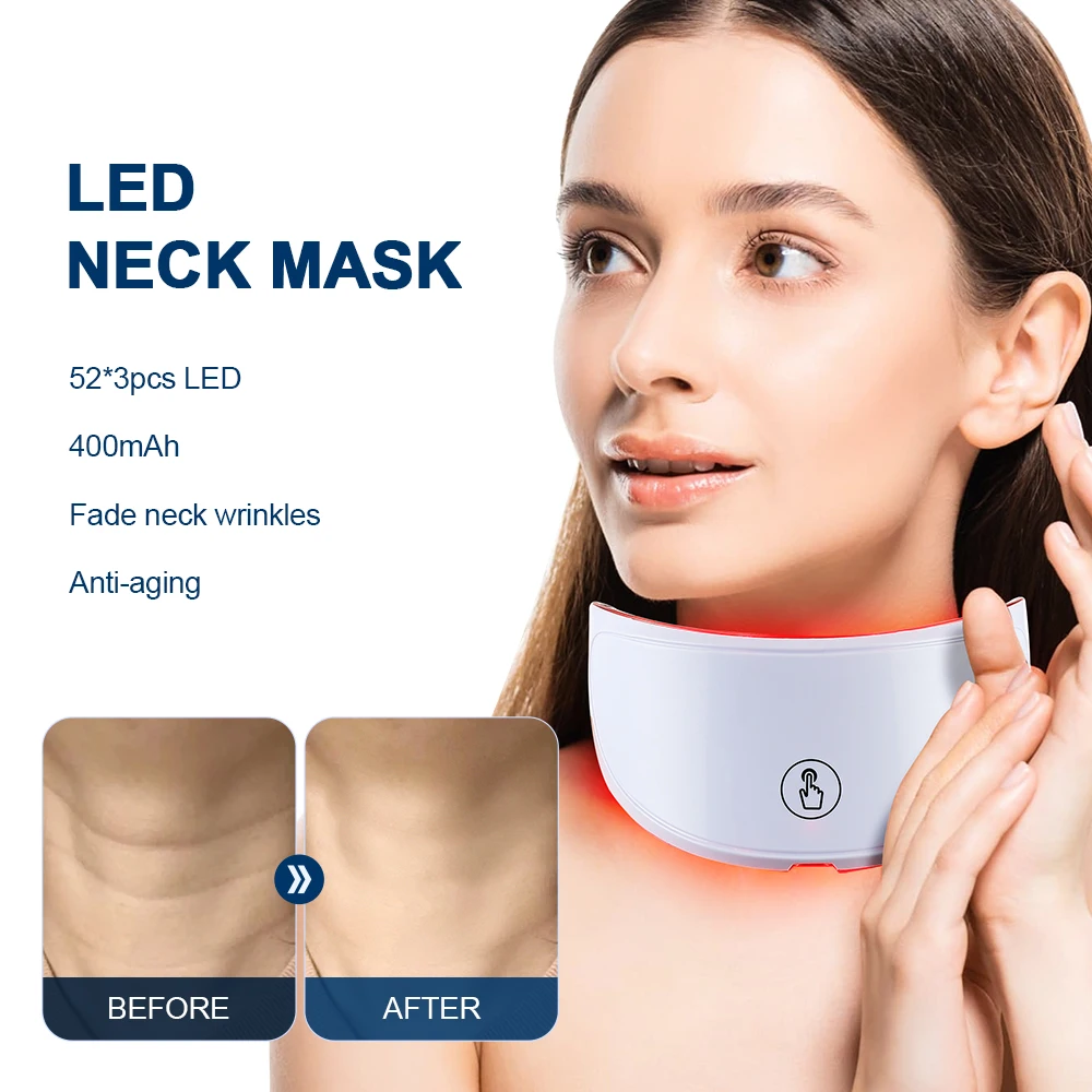 LED Neck Mask – 7-Colour Photon Anti-Wrinkle Neck Device - in use