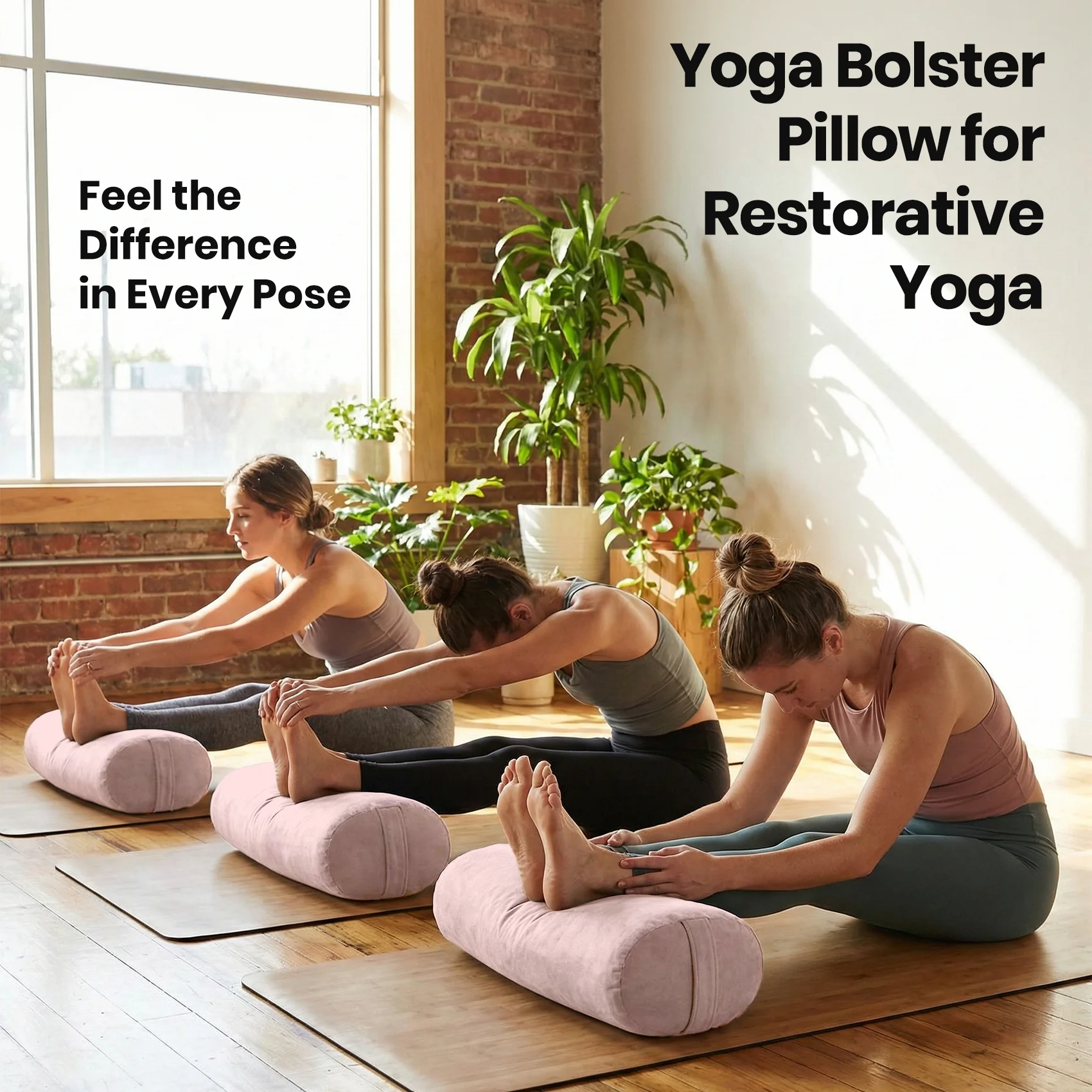 Round Yoga Bolster Pillow - Firm Support Cushion for Restorative Yoga - color options