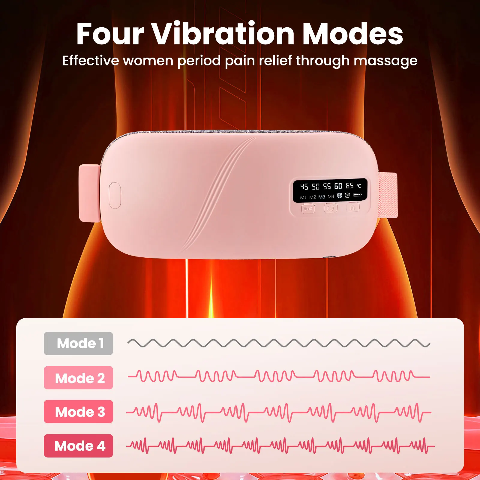 5-Mode Heated Vibration Waist Massager – Lumbar Support Belt - color options