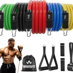Resistance Bands Set with Handles, Door Anchor & Ankle Straps – 5 Levels