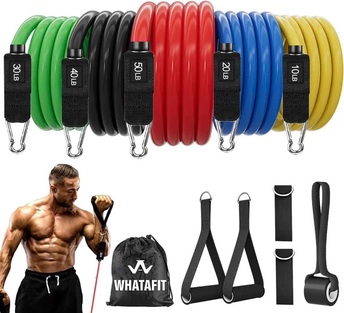Resistance Bands Set with Handles, Door Anchor & Ankle Straps – 5 Levels