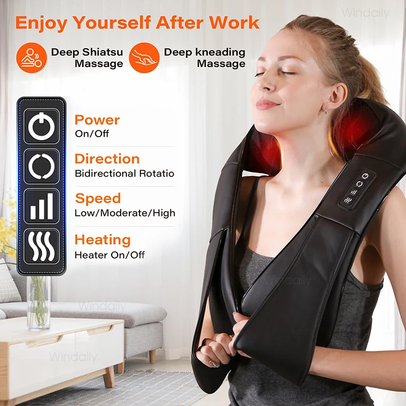 4D Shiatsu Neck & Shoulder Massager with Heat – Kneading Massage Pillow - alternate view