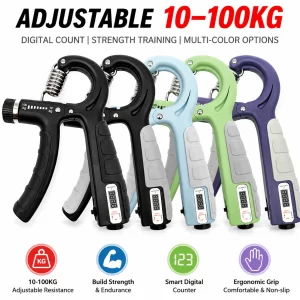 Adjustable Hand Grip Strengthener 10–100kg with Digital Counter – Forearm Trainer