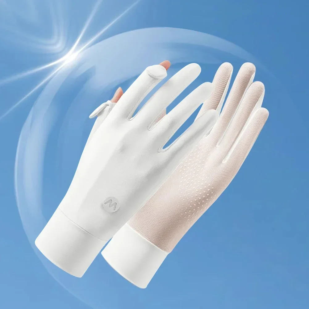 UV Protection Cycling Gloves – Ice Silk Touchscreen Sun Gloves for Women - in use