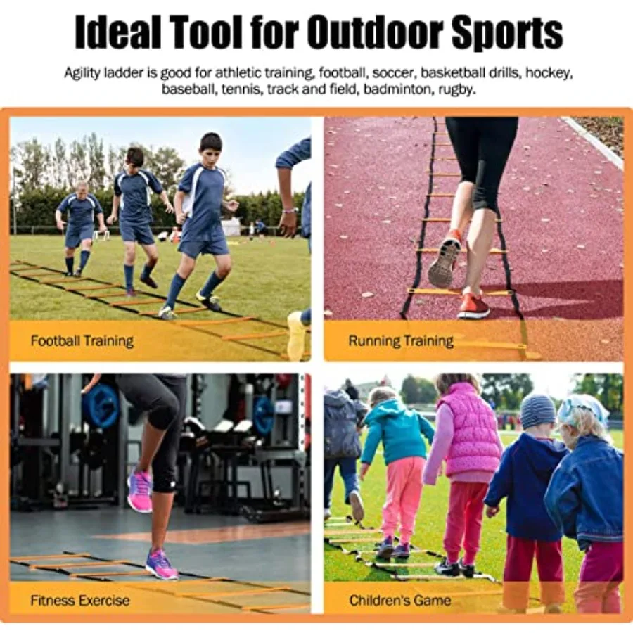 Agility Ladder Set – 20ft Ladder, 4 Hurdles, 12 Cones, Jump Rope & Running Parachute - alternate view