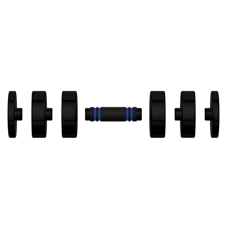 6-in-1 Adjustable Dumbbell 1–15 lb – Threaded Plates, Foam Handle - close-up detail