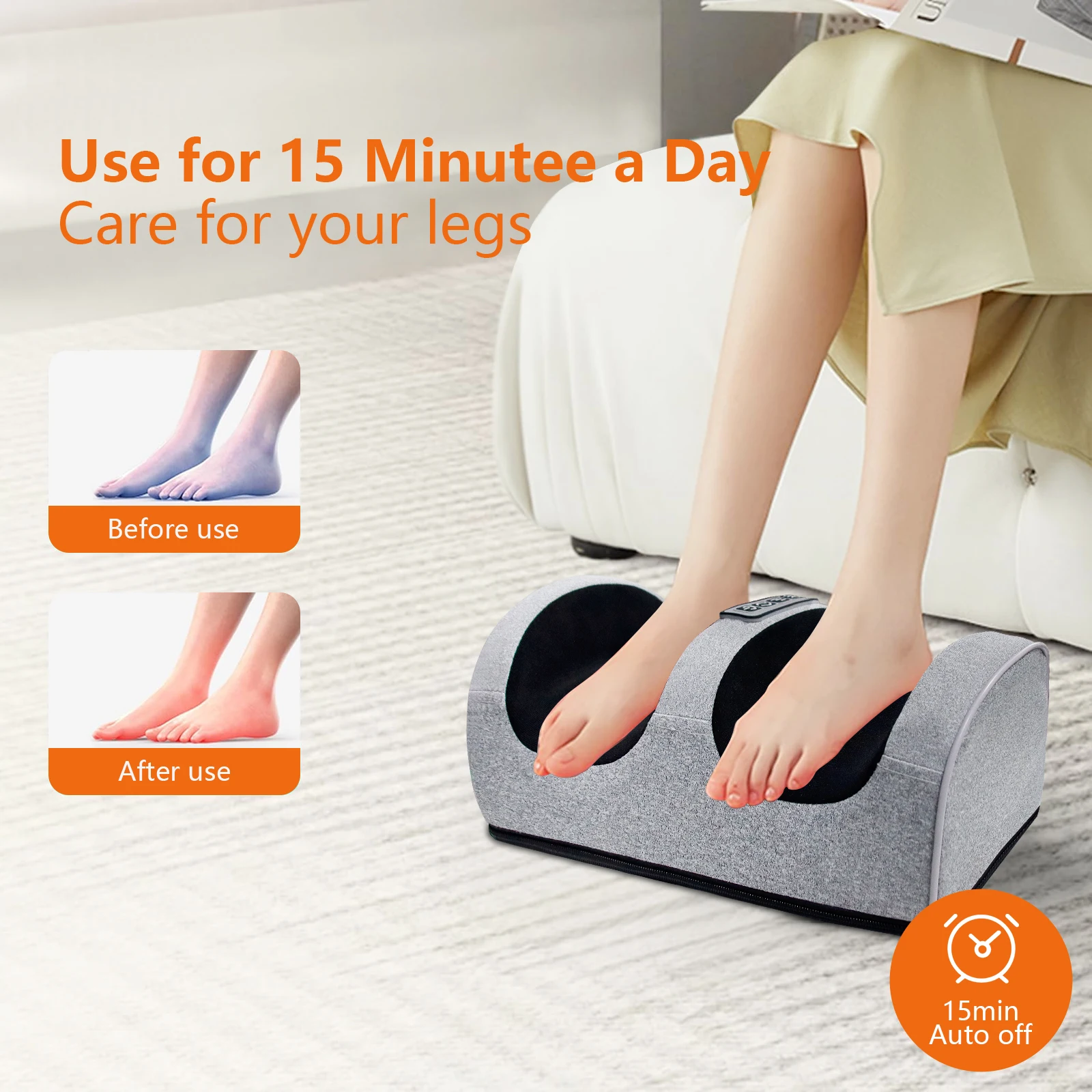 Electric Foot & Leg Massager – Kneading Massage Machine with Heat - alternate view