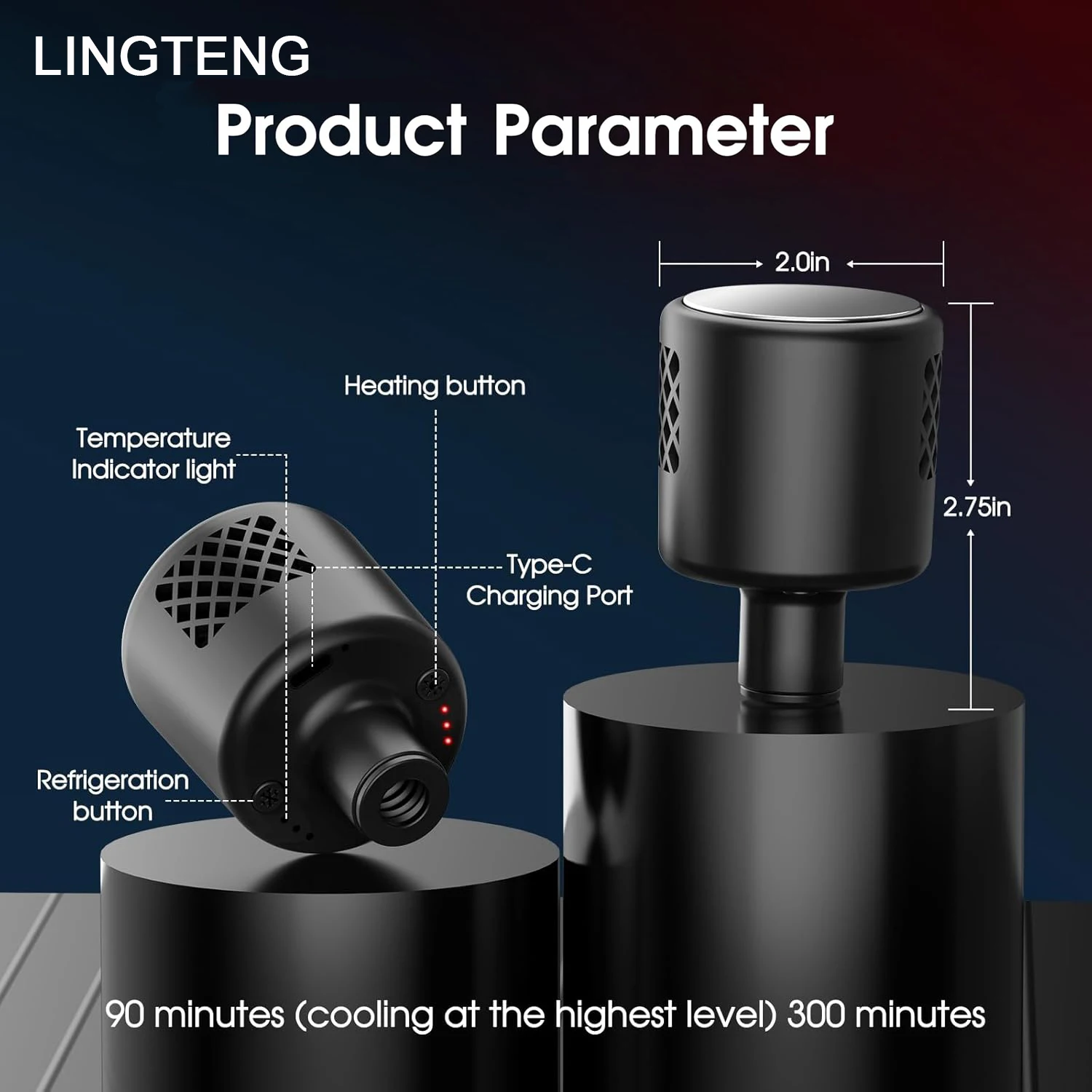 LINGTENG Massage Gun with Hot and Cold Functions Deep Tissue Back - detail view