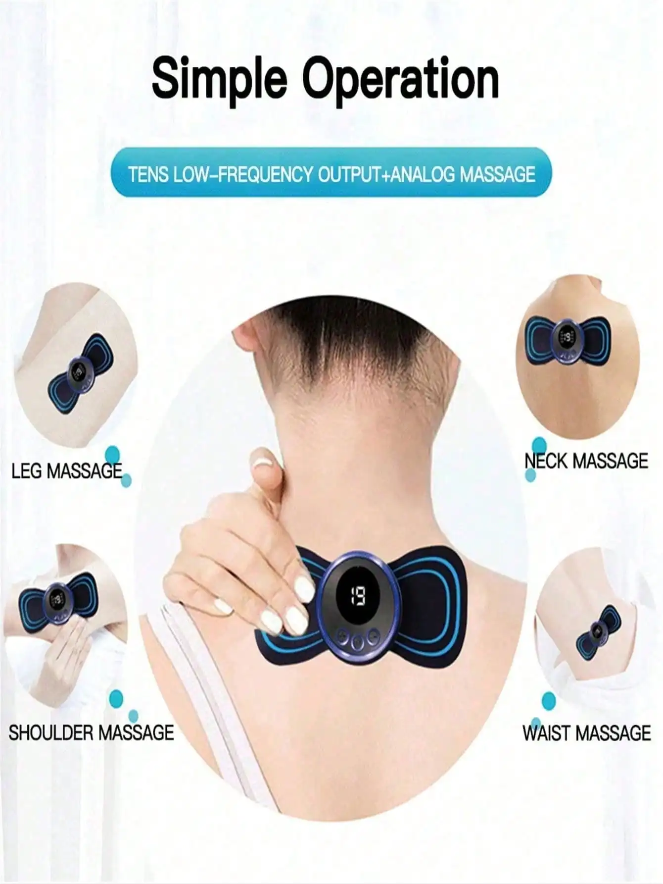 LCD EMS Neck Massager – Electric Cervical Massager with Display - in use