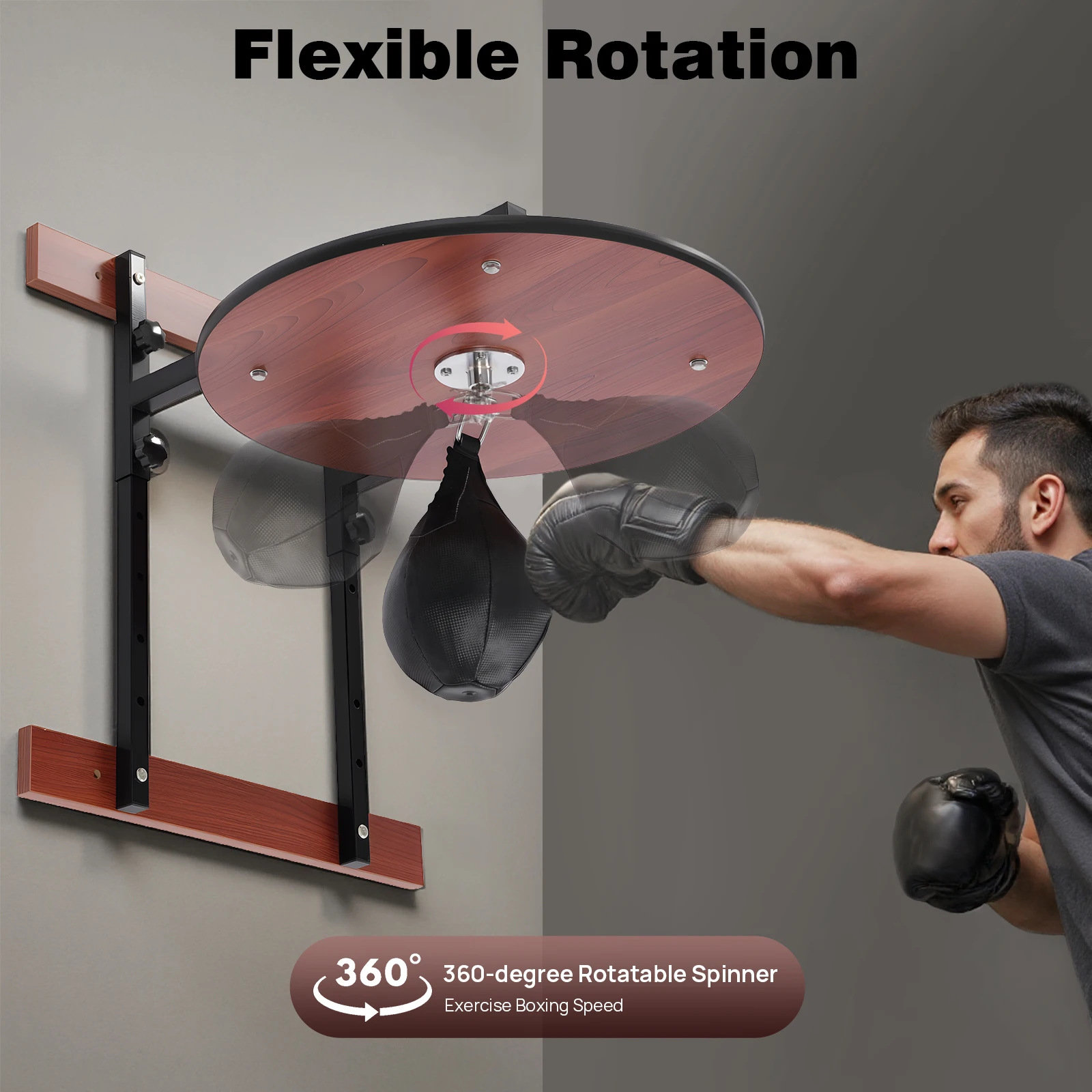 Professional Wall Mounted Speed Bag Platform Kit 360° Swivel Boxing Training - close-up detail