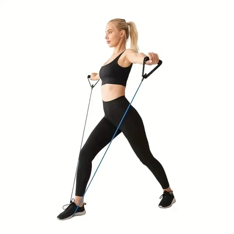 Resistance Bands Set – 4 Levels with Handles, Door Anchor & Carry Bag - in use
