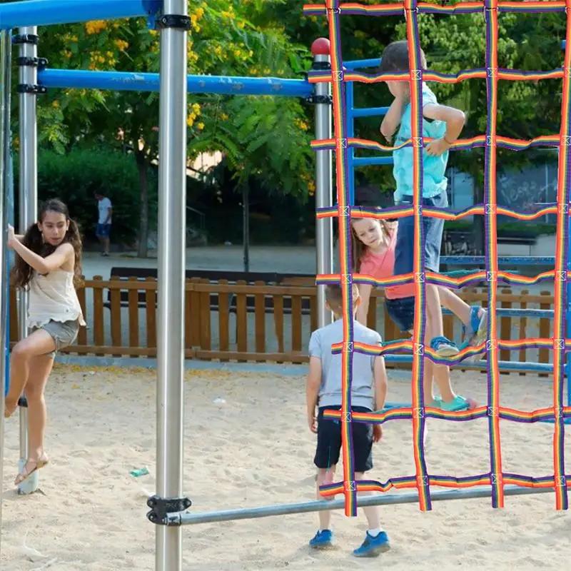 Climbing Cargo Net 89" x 46" – Polyester Rope Ladder for Ninja & Swing Sets - in use