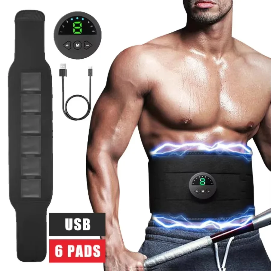 EMS Abdominal Muscle Toning Belt – 6-Mode Rechargeable Stimulator