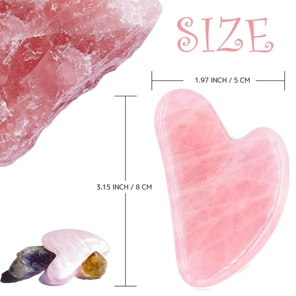 Rose Quartz Gua Sha Board – Heart-Shaped Facial Scraping Tool - detail view
