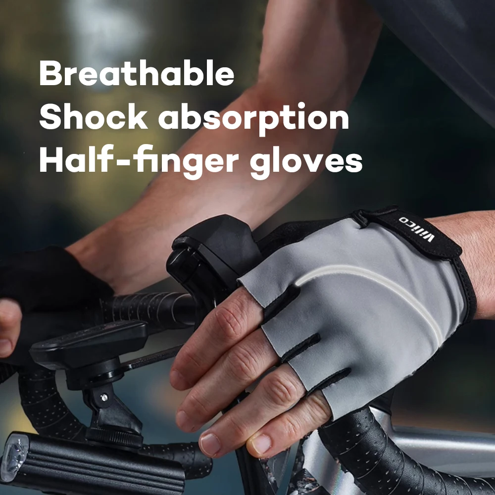 Cycling Bike Gloves Half Finger Shockproof Breathable MTB Mountain Bicycle Sports - close-up detail