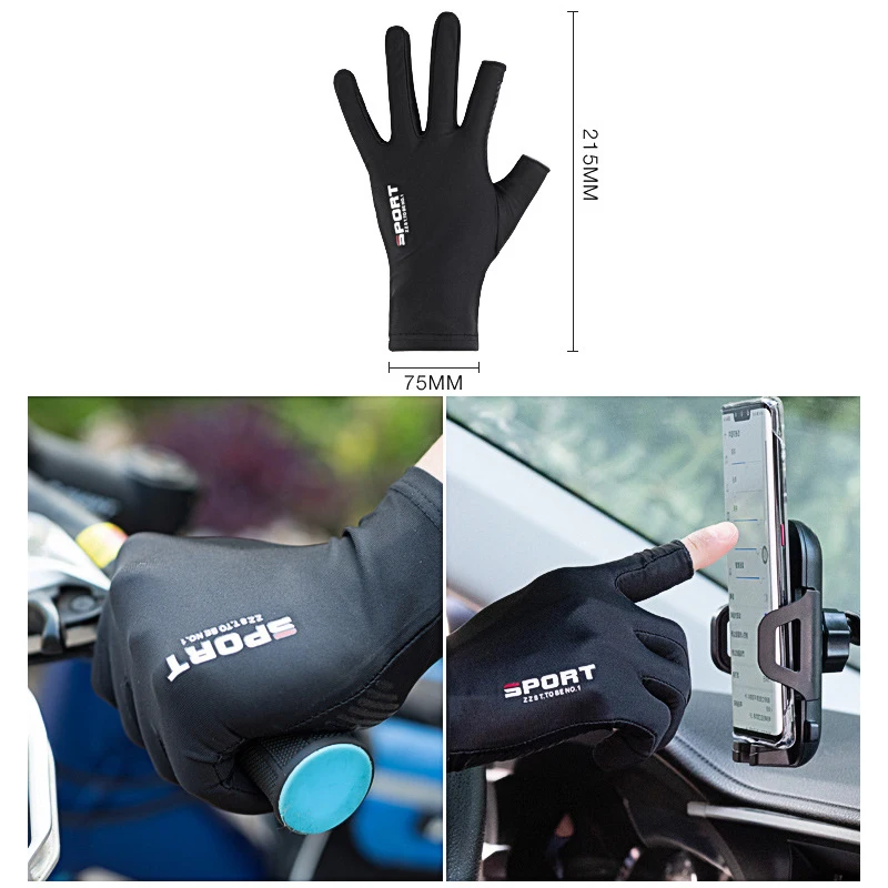 Ice Silk Halffinger Cycling Gloves for Men Women Outdoor Sports Fitness - color options